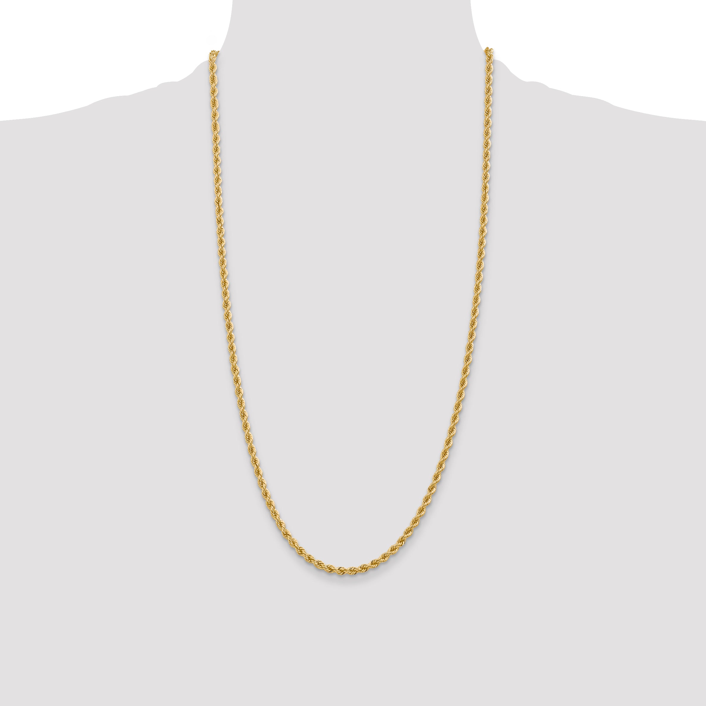 14K 18 inch 3.65mm Regular Rope with Lobster Clasp Chain