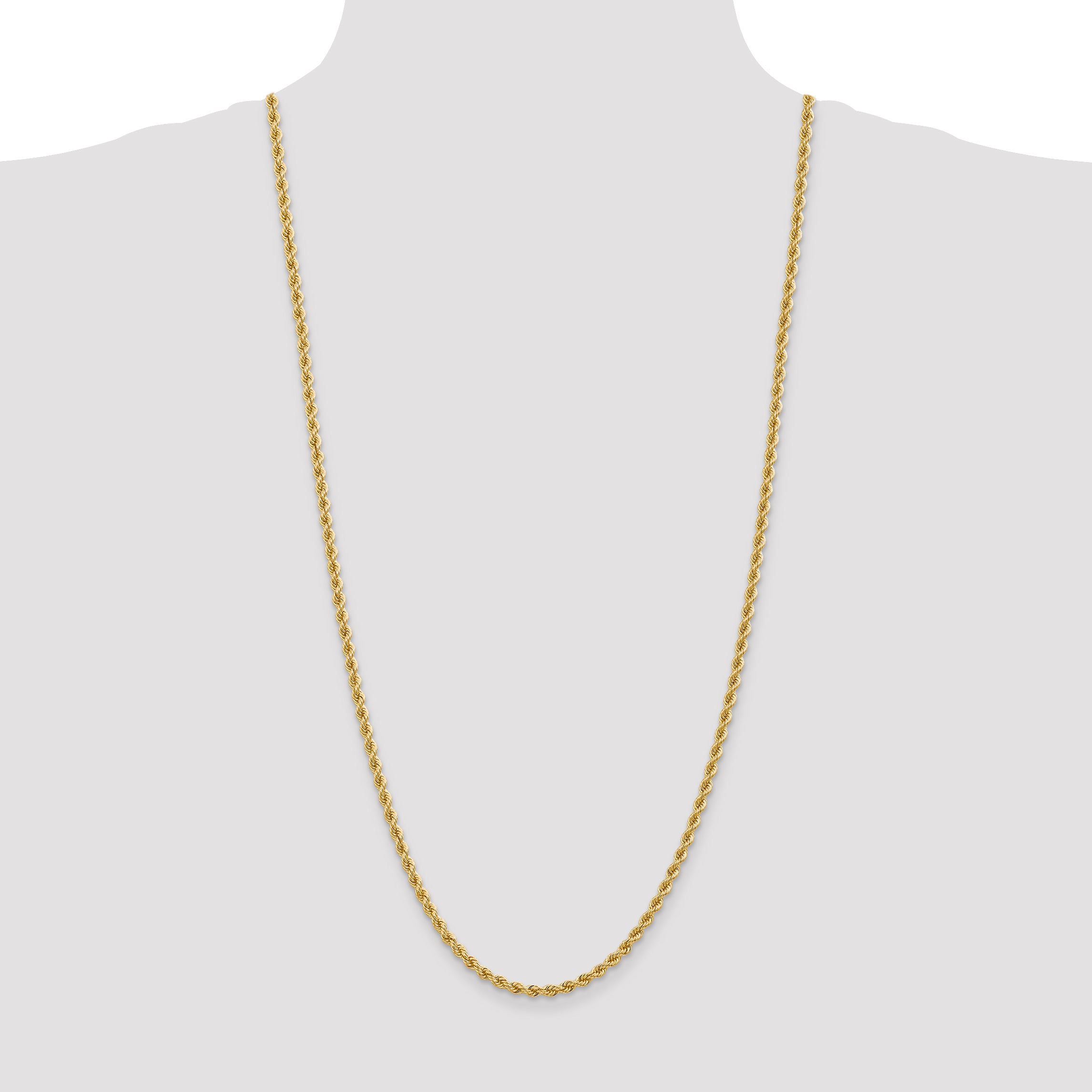 14K 18 inch 3.65mm Regular Rope with Lobster Clasp Chain