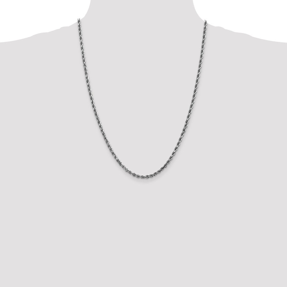 14K White Gold 3.5mm Diamond Cut Rope Chain