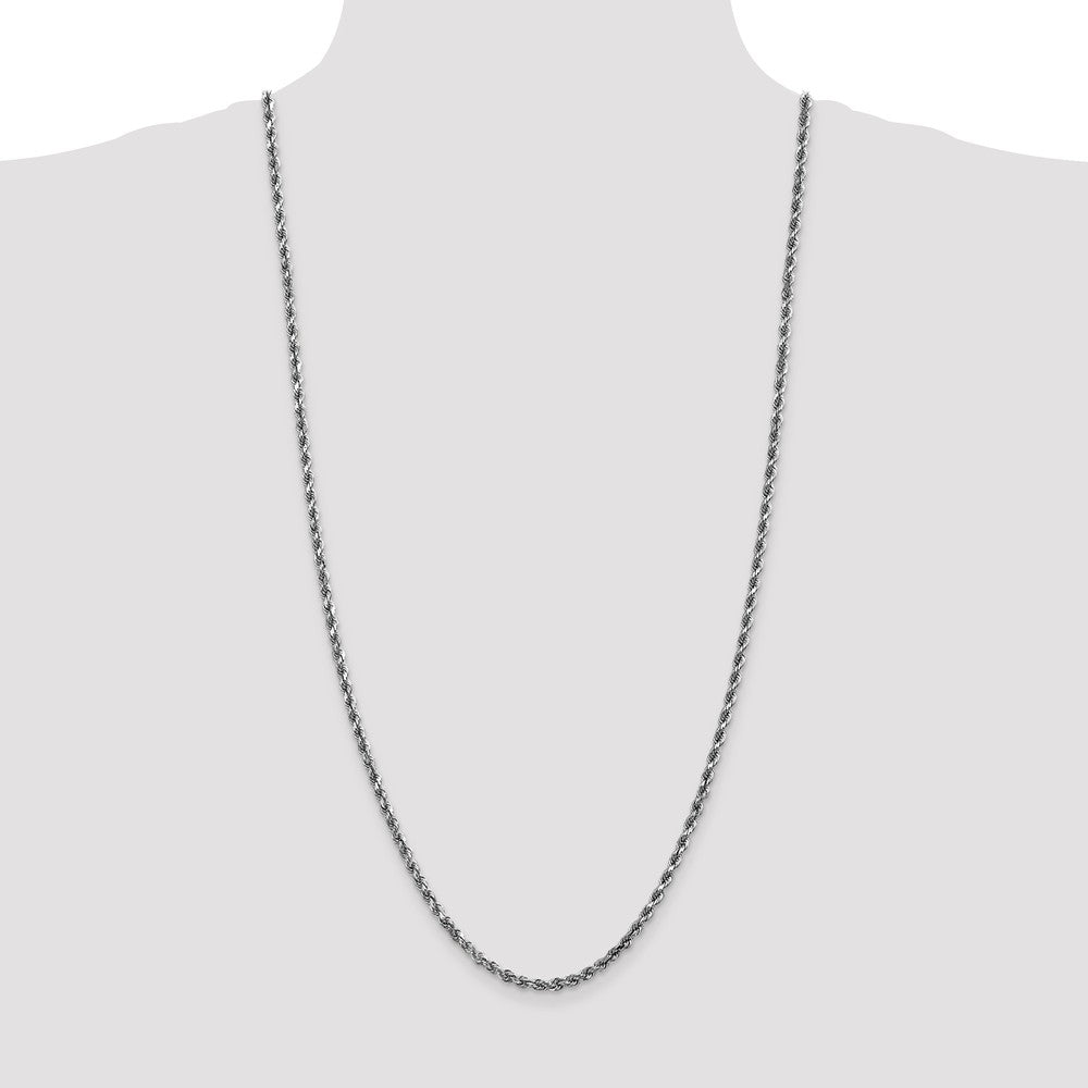 14K White Gold 3.5mm Diamond Cut Rope Chain