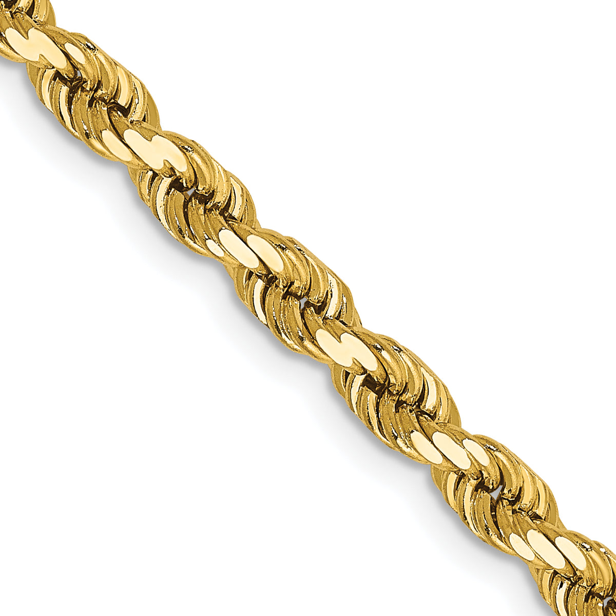 14K 30 inch 4mm Diamond-cut Rope with Lobster Clasp Chain