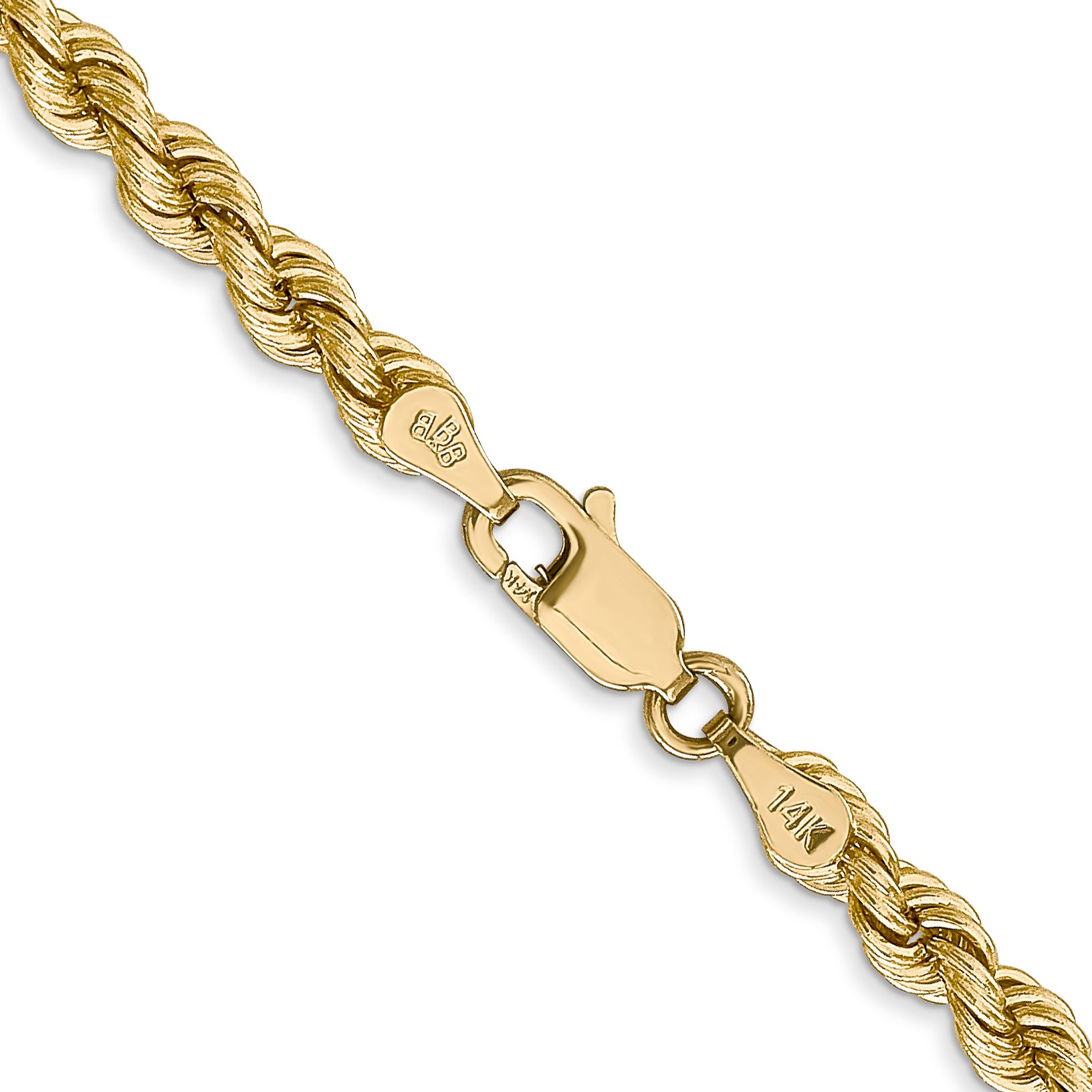 14K 18 inch 4mm Regular Rope with Lobster Clasp Chain