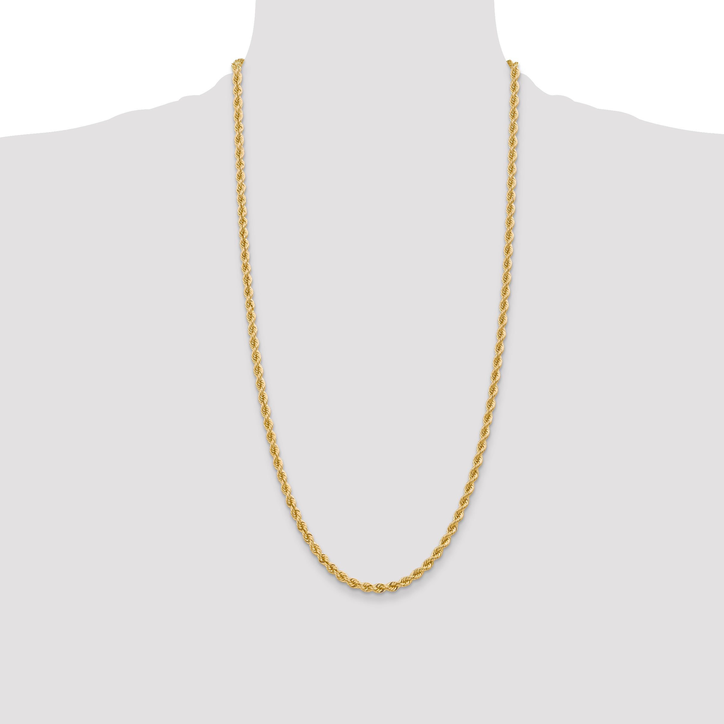 14K 18 inch 4mm Regular Rope with Lobster Clasp Chain