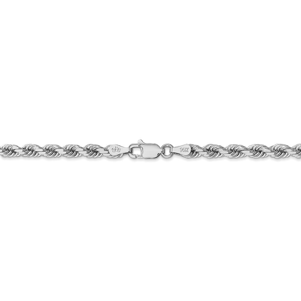 14K White Gold 4mm Diamond Cut Rope Chain