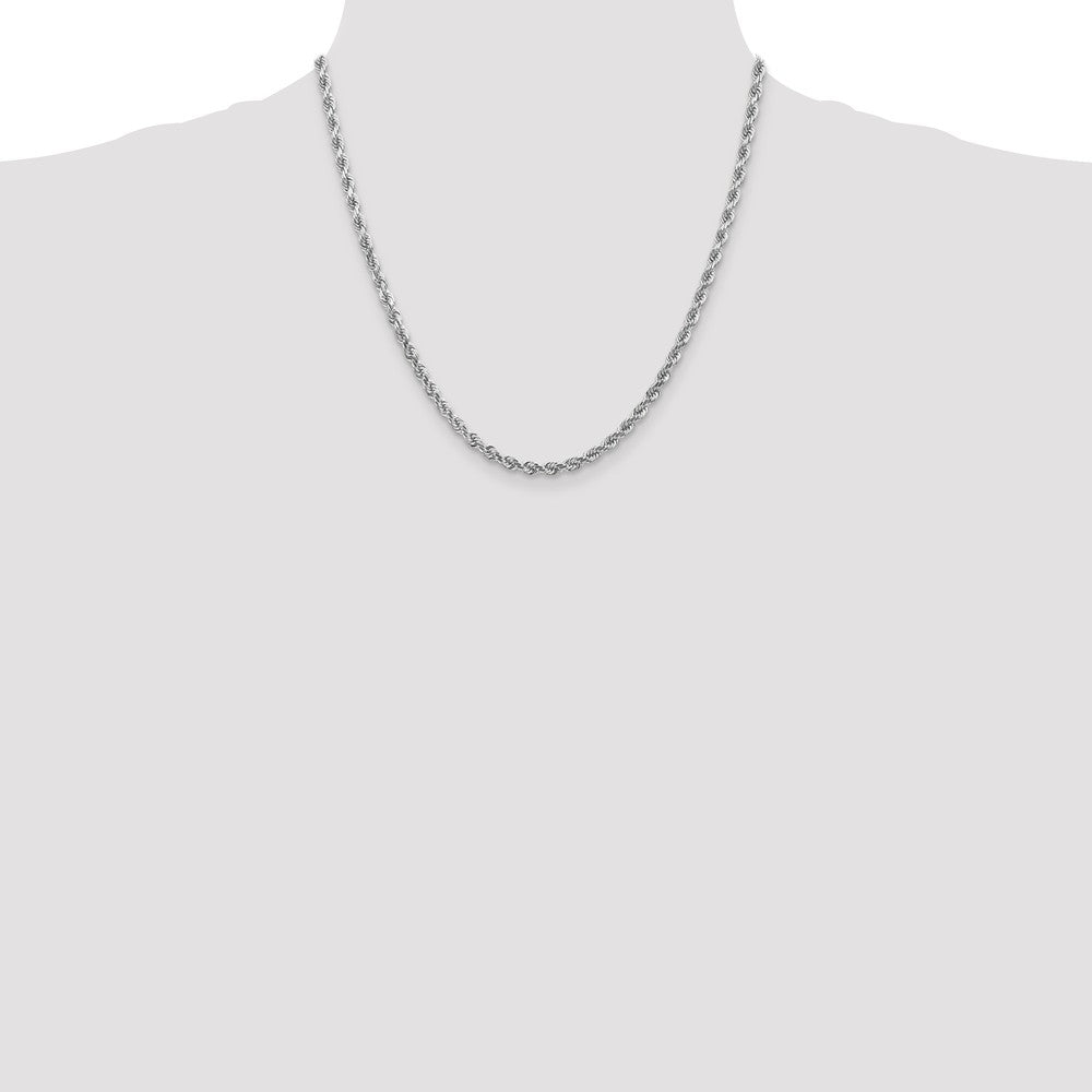 14K White Gold 4mm Diamond Cut Rope Chain