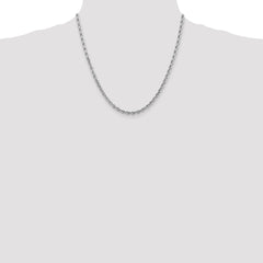 14K White Gold 4mm Diamond Cut Rope Chain