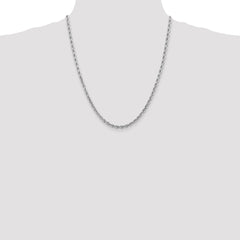 14K White Gold 4mm Diamond Cut Rope Chain