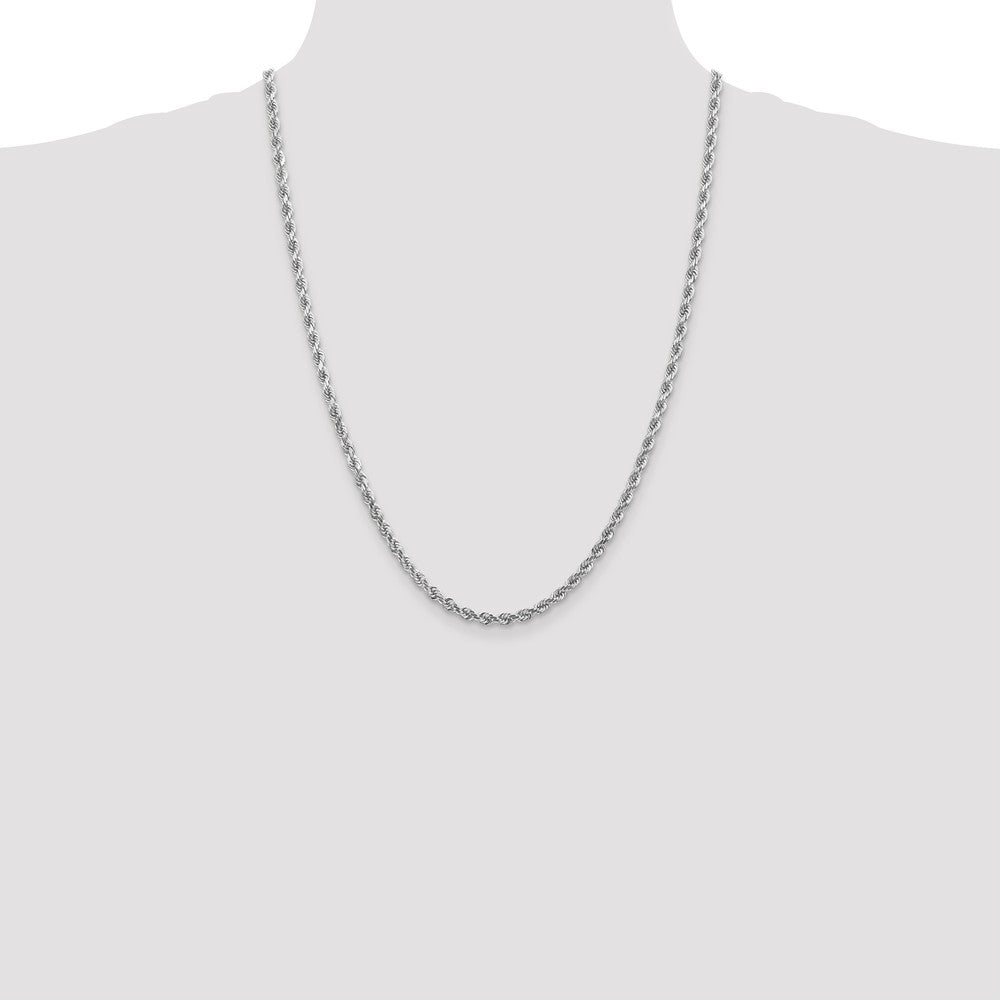 14K White Gold 4mm Diamond Cut Rope Chain