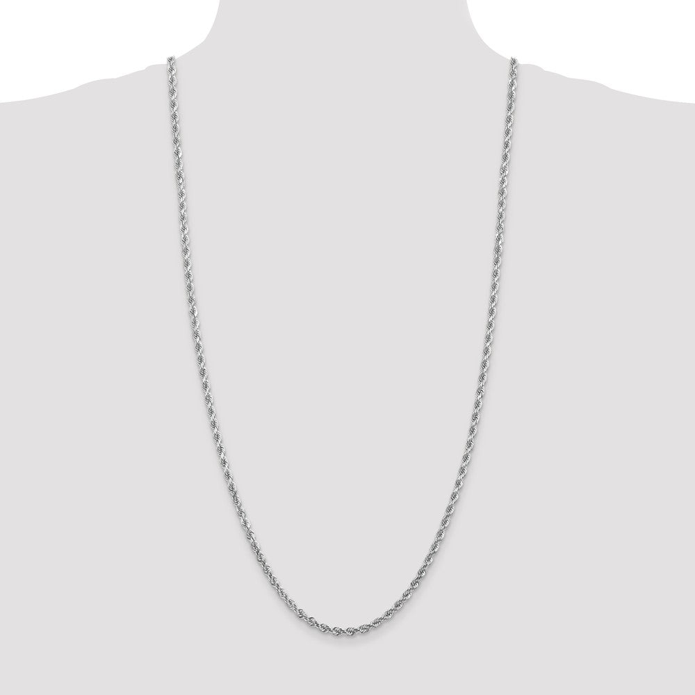 14K White Gold 4mm Diamond Cut Rope Chain