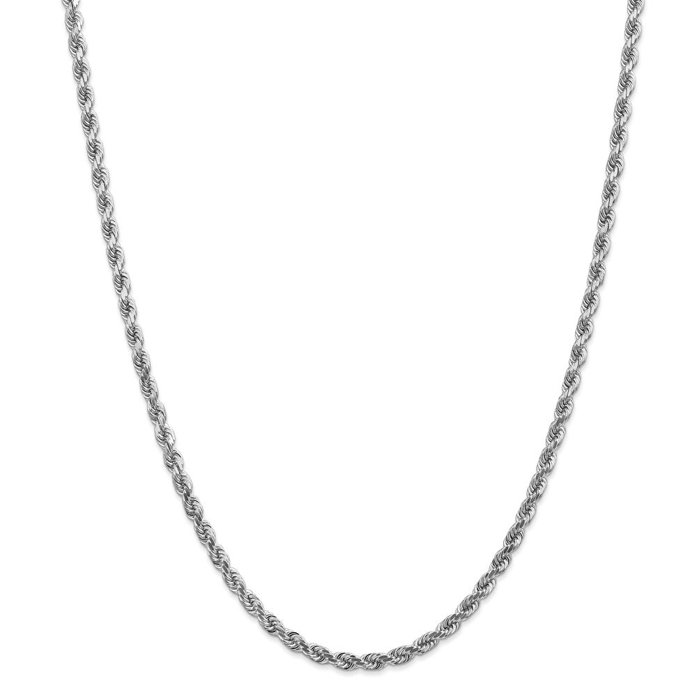 14K White Gold 4mm Diamond Cut Rope Chain