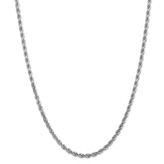 14K White Gold 4mm Diamond Cut Rope Chain