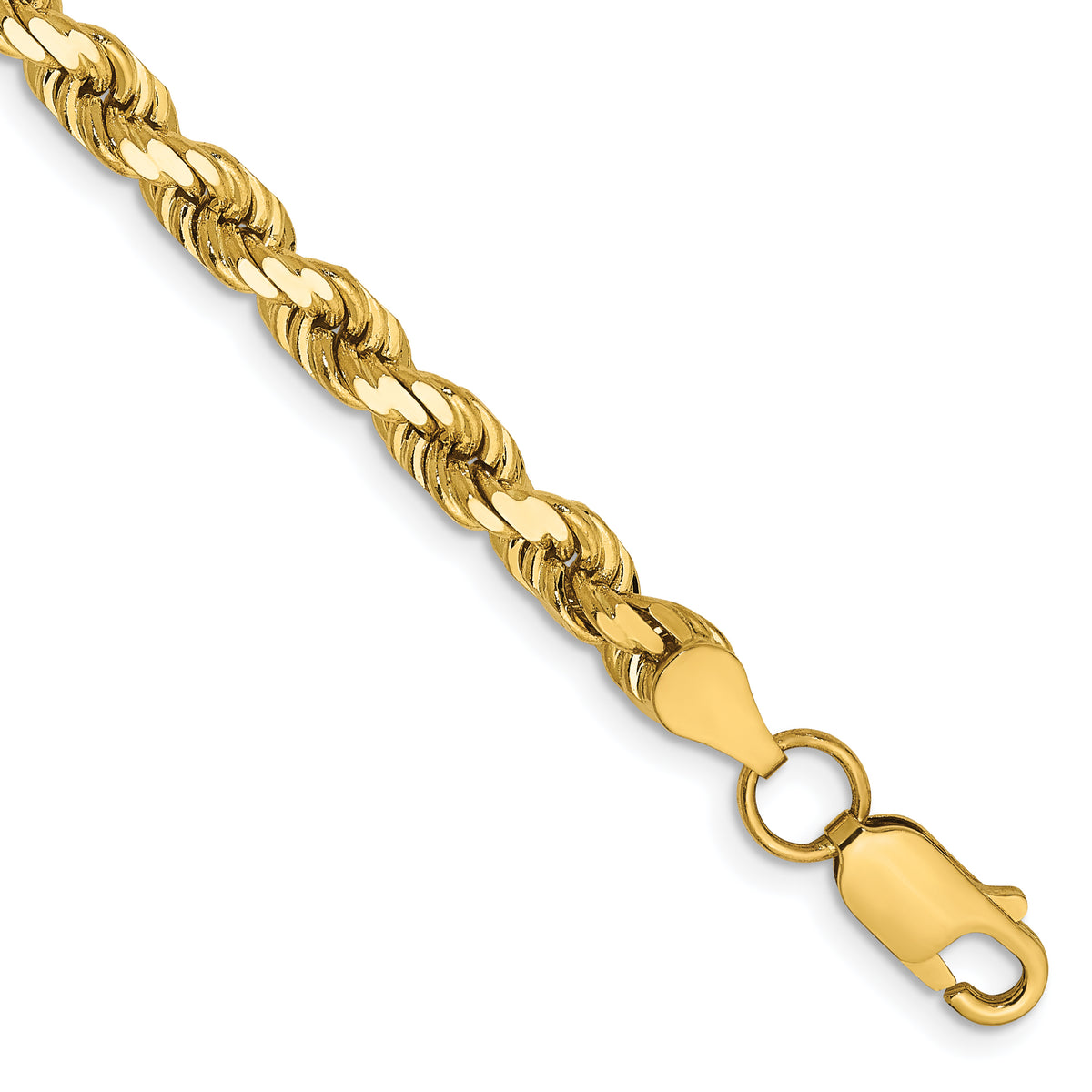 14K 9 inch 4.5mm Diamond-cut Rope with Lobster Clasp Chain