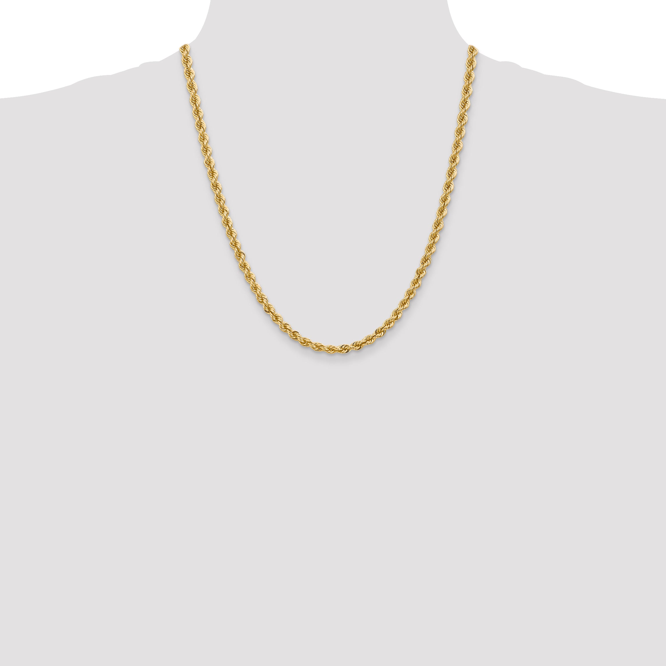 14K 18 inch 5mm Regular Rope with Lobster Clasp Chain