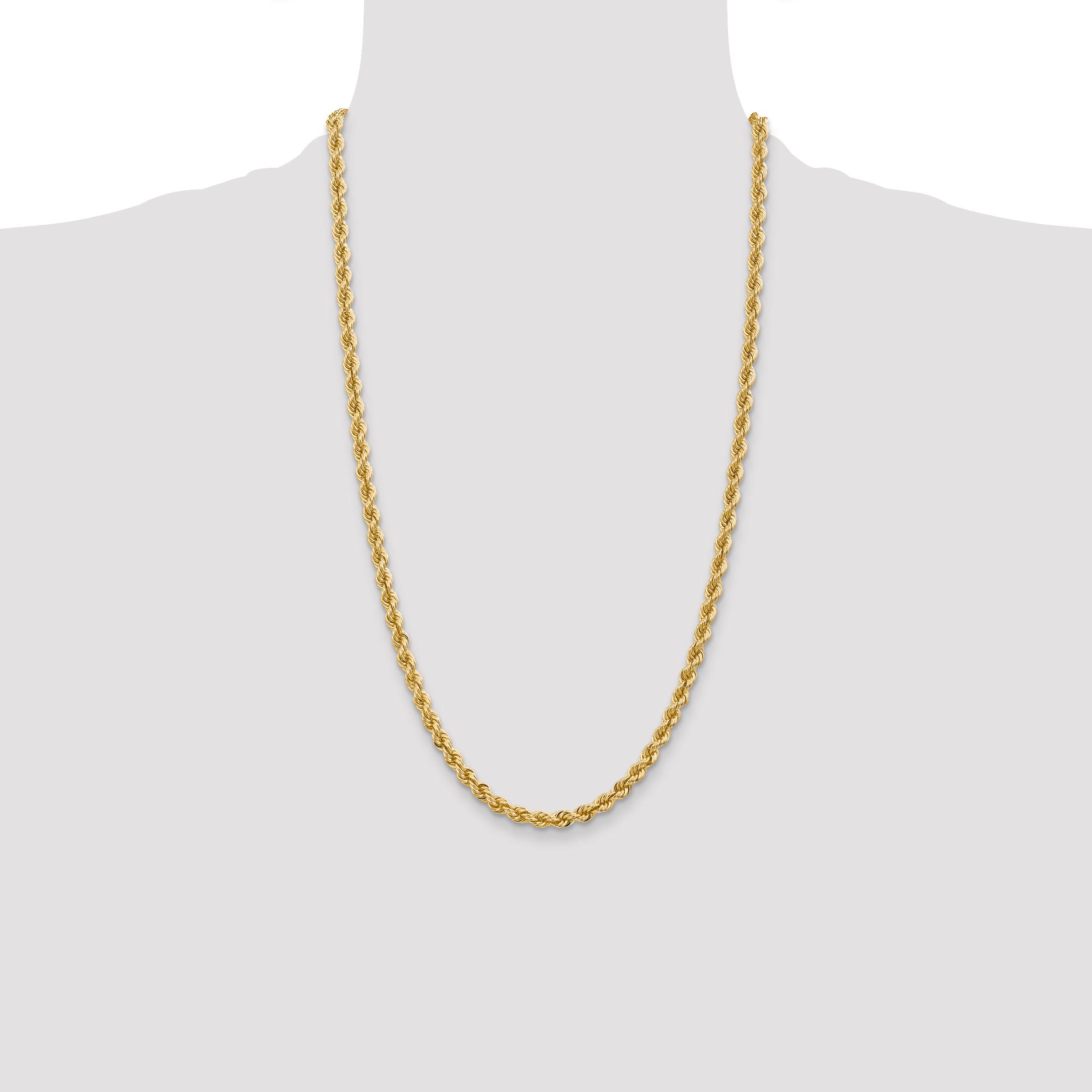 14K 18 inch 5mm Regular Rope with Lobster Clasp Chain