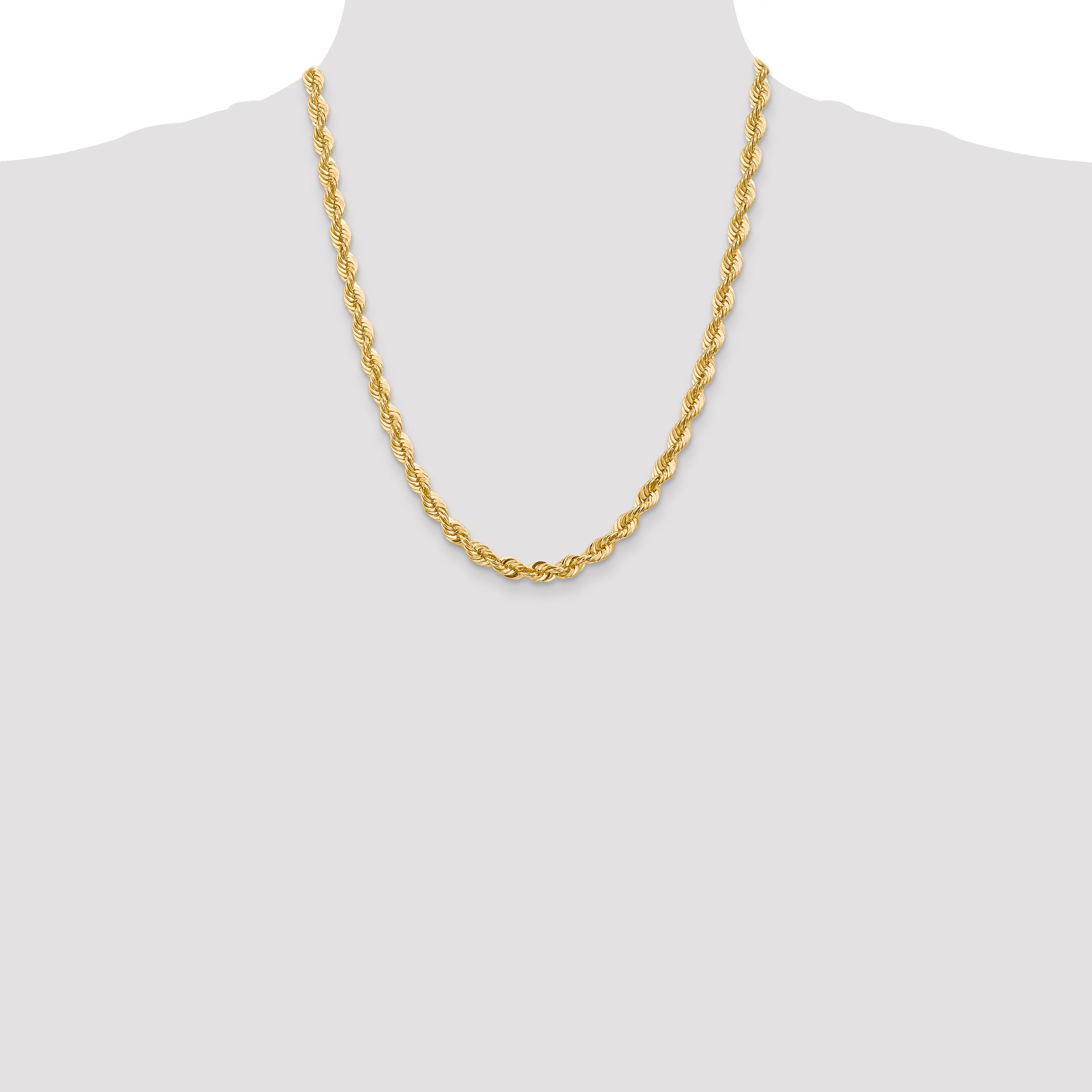 14K 20 inch 6mm Regular Rope with Lobster Clasp Chain