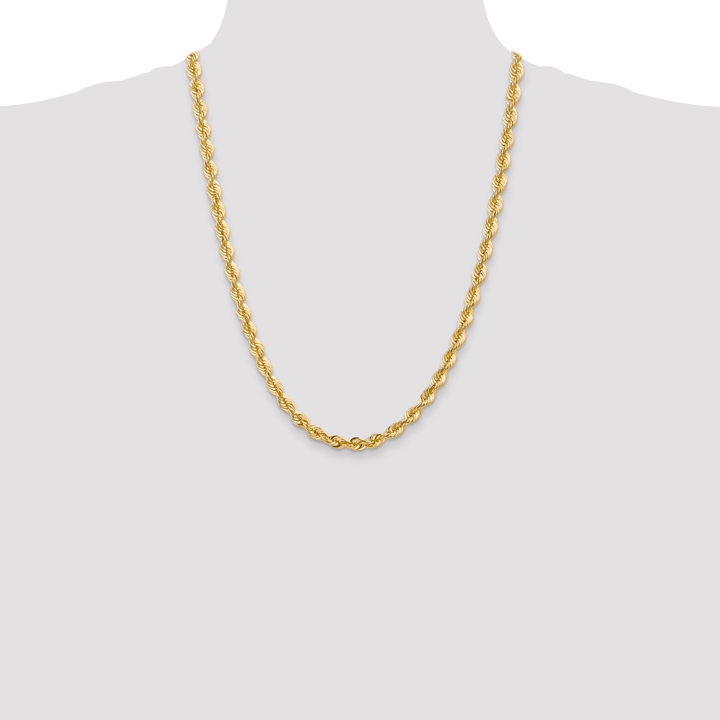 14K 20 inch 6mm Regular Rope with Lobster Clasp Chain