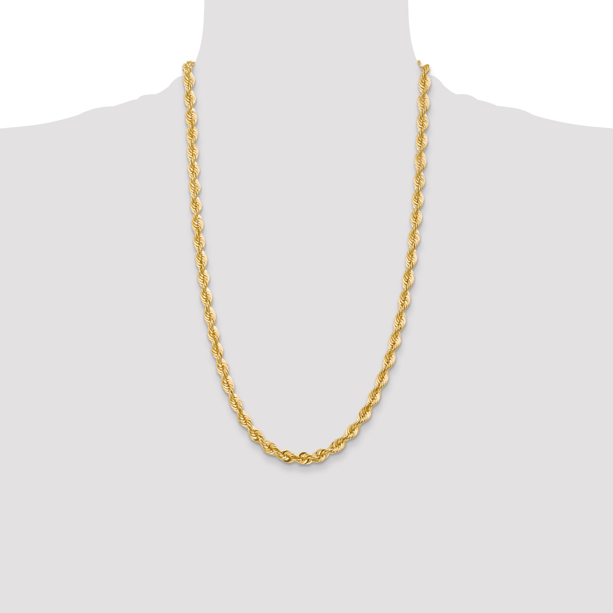 14K 20 inch 6mm Regular Rope with Lobster Clasp Chain