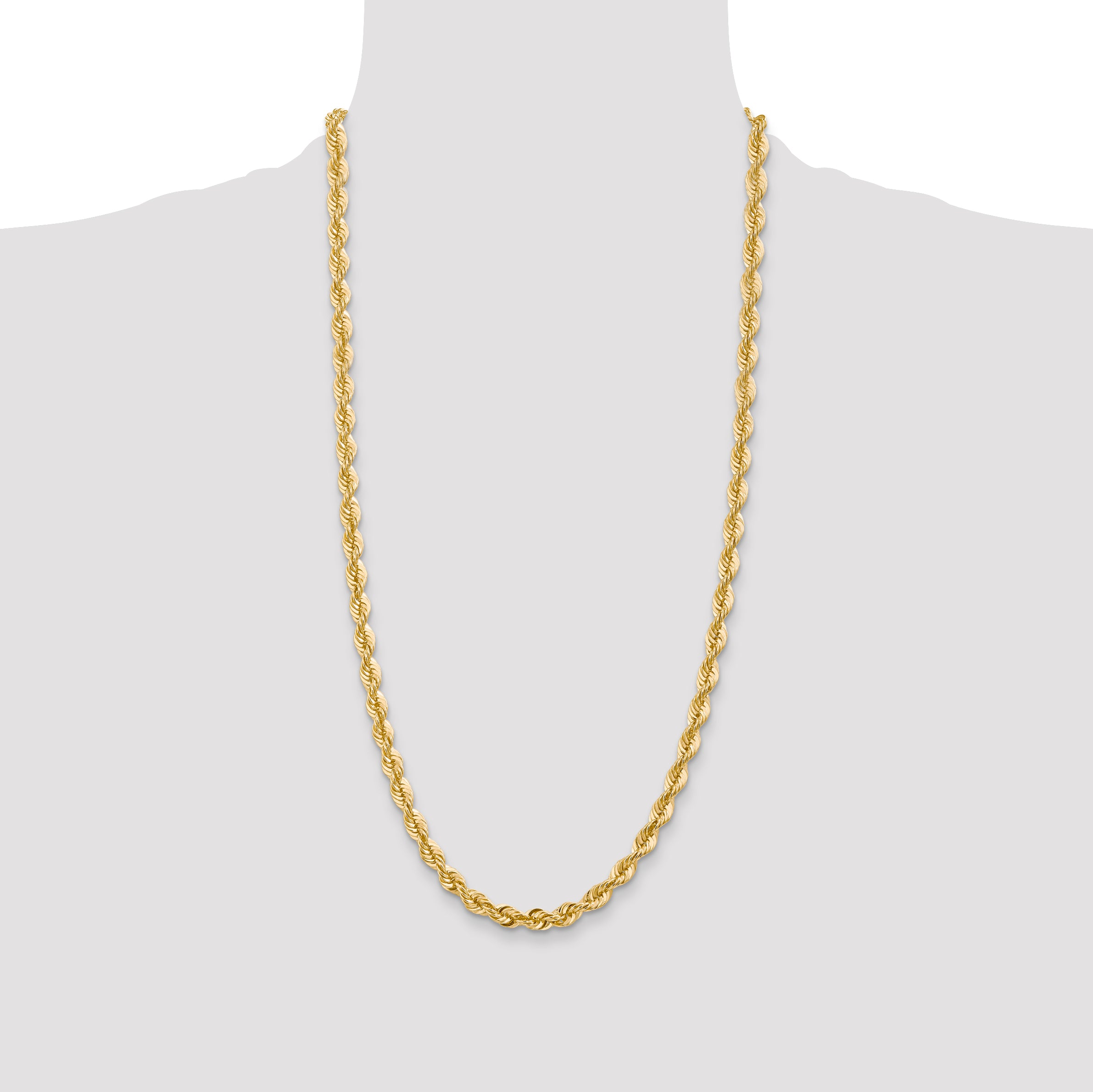 14K 20 inch 6mm Regular Rope with Lobster Clasp Chain