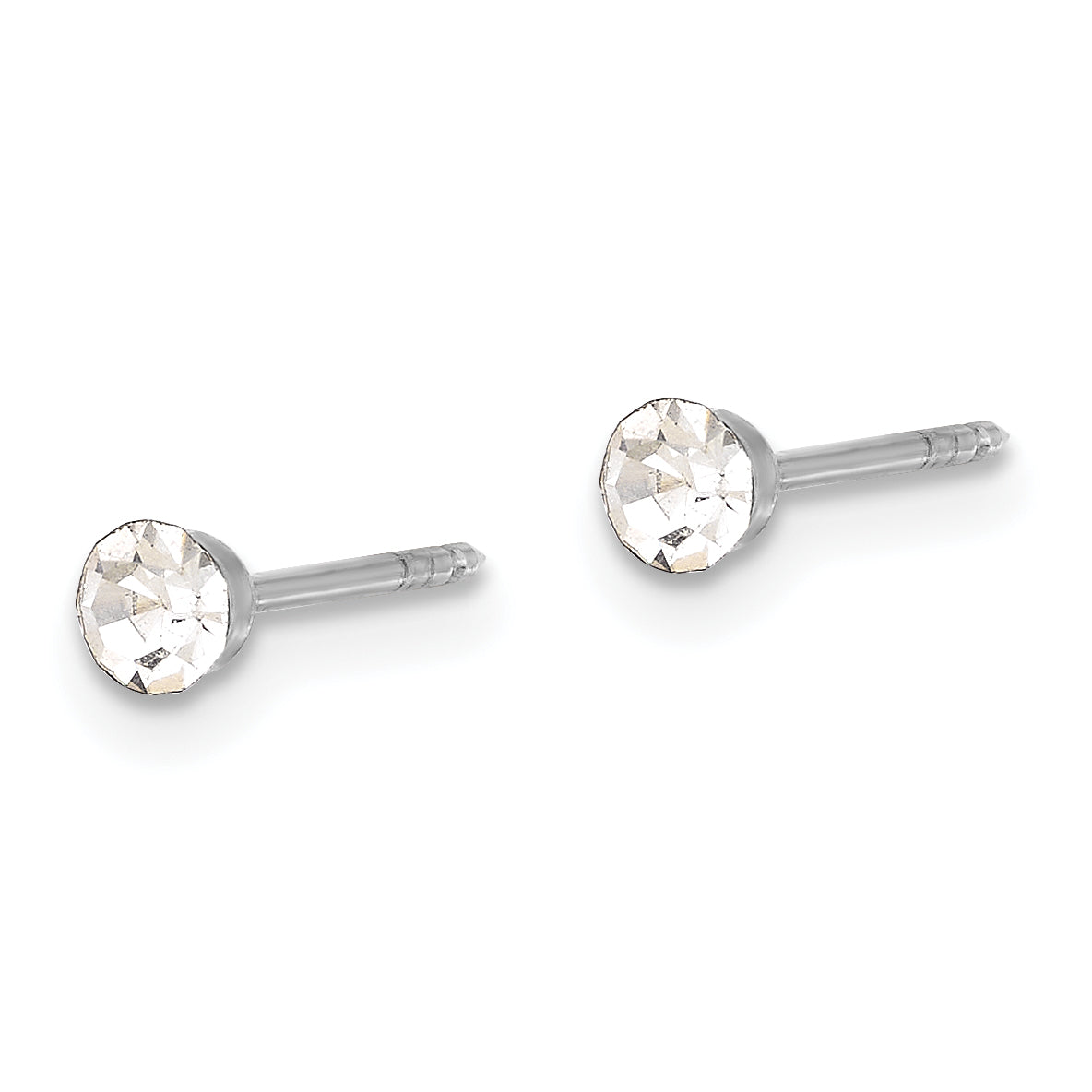 Inverness 14K White Gold 3mm Swarovski Crystal Post Earrings