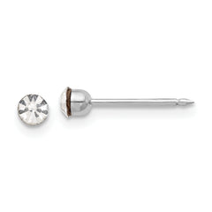 Inverness 14K White Gold 3mm Swarovski Crystal Post Earrings