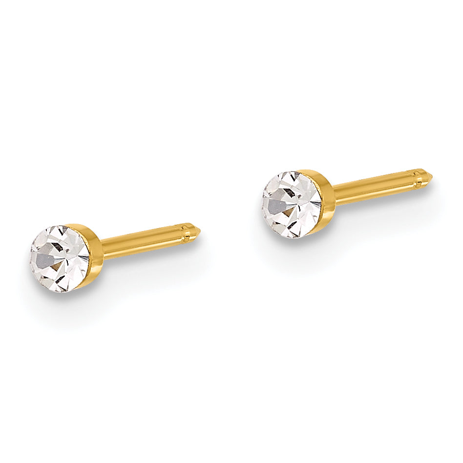 Inverness 14K Polished 2.4mm Swarovski Crystal Post Earrings