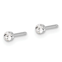 Inverness 14K White Gold Polished 2.4mm Swarovski Crystal Post Earrings