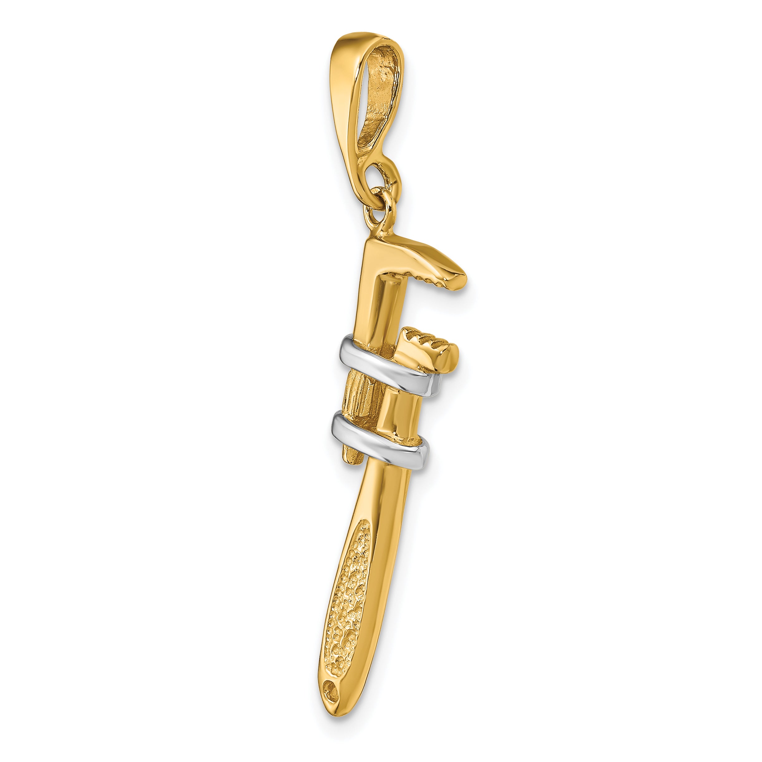 10k & Rhodium 3-D Pipe Wrench Charm