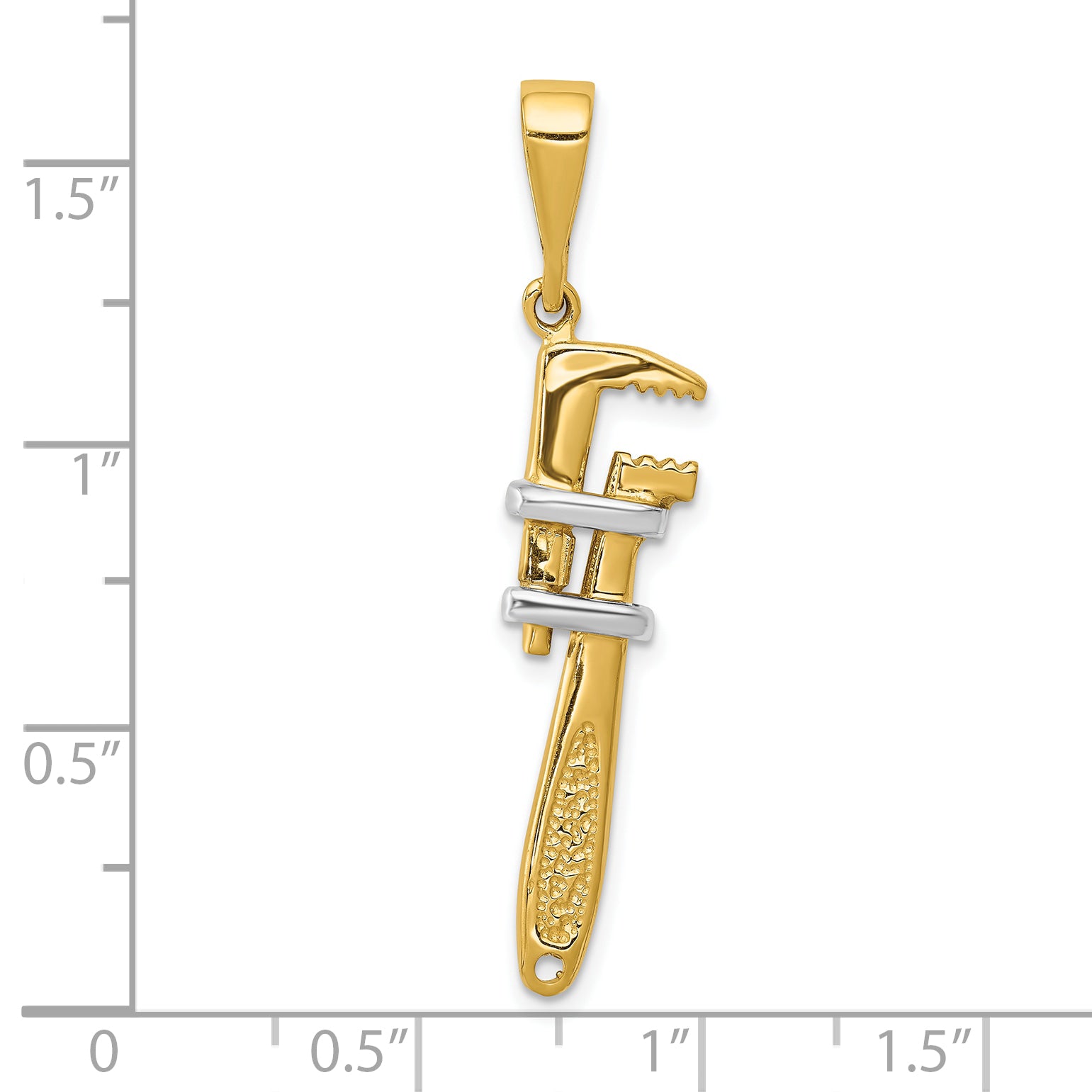 10k & Rhodium 3-D Pipe Wrench Charm