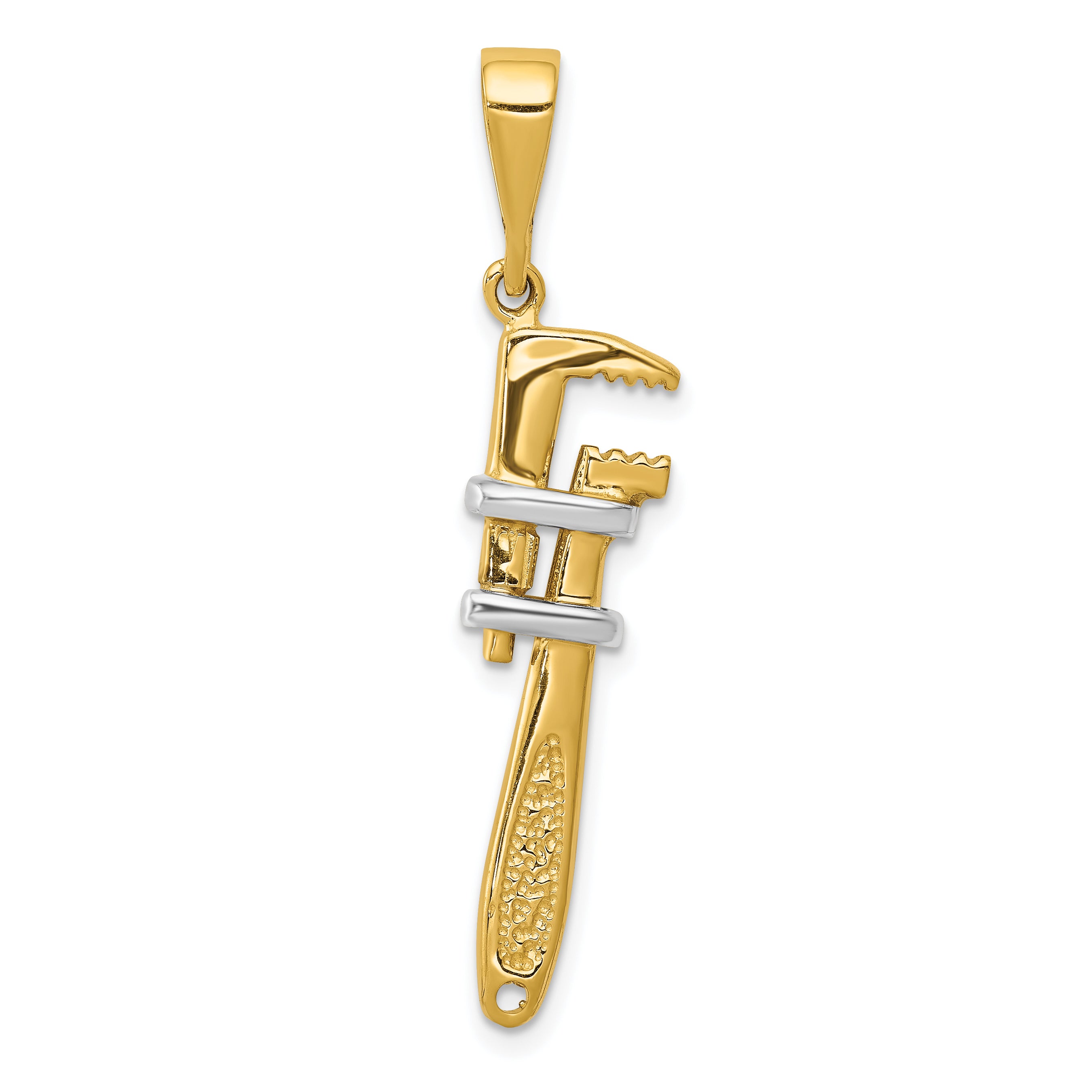 10k & Rhodium 3-D Pipe Wrench Charm