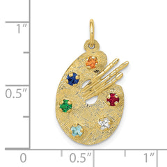 10k CZ Stones Artist Palette Charm