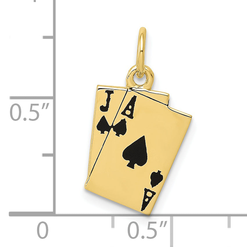 10k Enameled Blackjack Playing Cards Charm