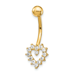 10k W/Cz Heart Belly Dangle