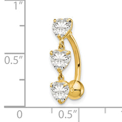 10k 5mm CZ Heart Belly Dangle