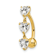 10k 5mm CZ Heart Belly Dangle