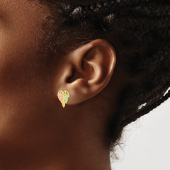 10K Tri-Color Black Hills Gold Button Earrings with Diamond-Cut Detail