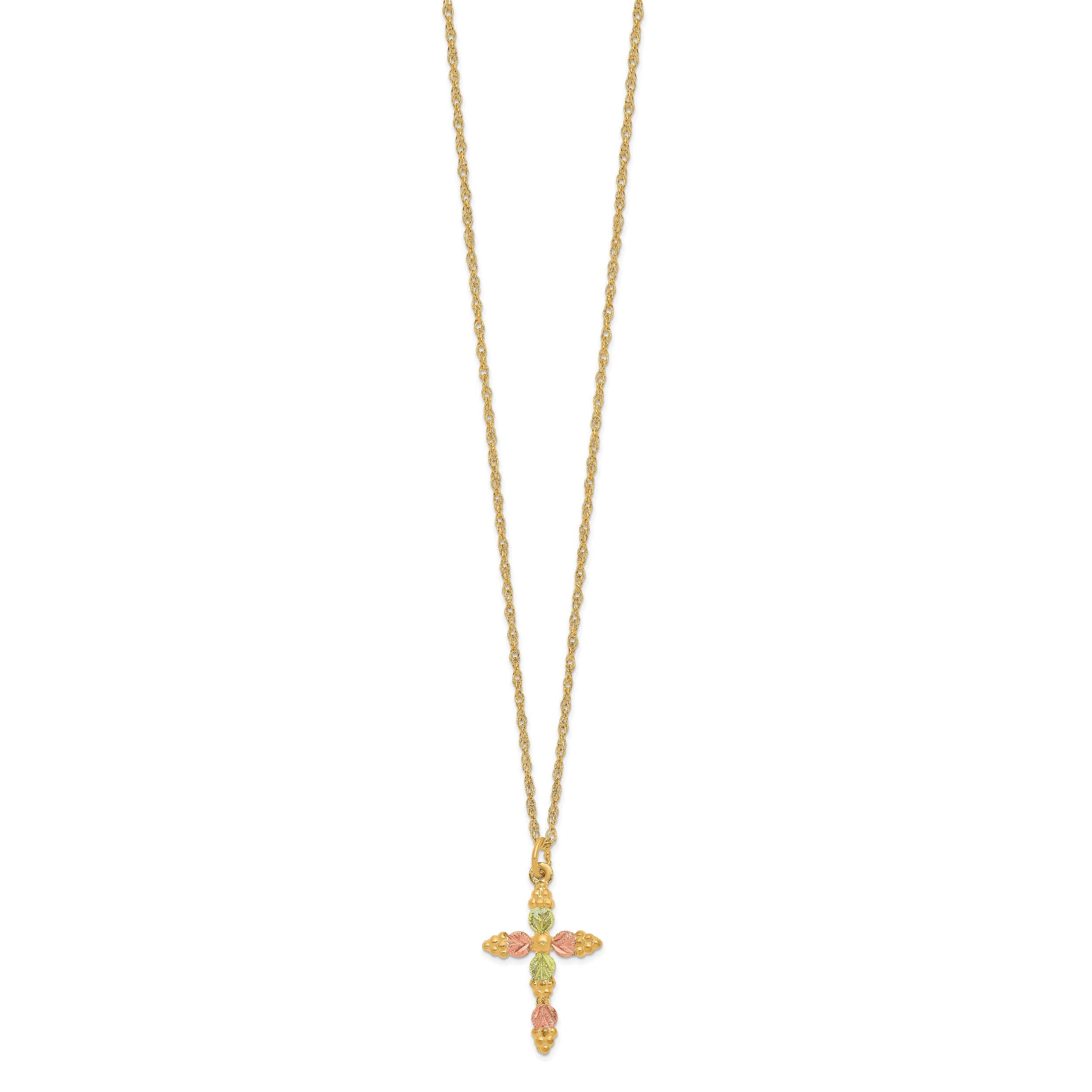 10k Tri-Color Black Hills Gold Cross Necklace