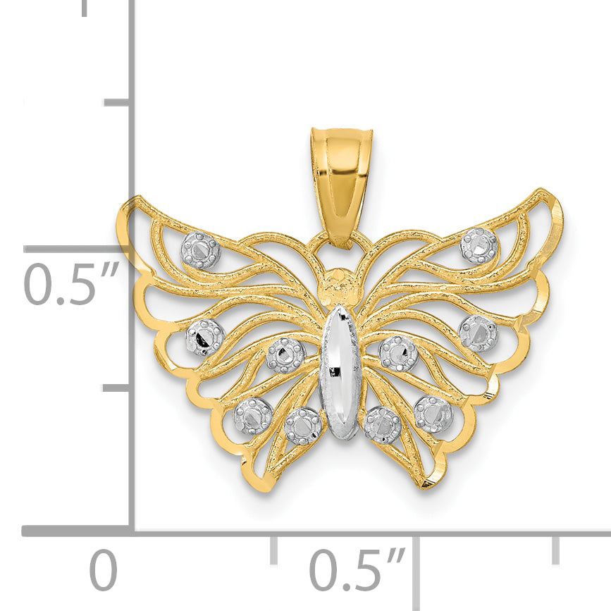 10K w/ Rhodium Butterfly Pendant