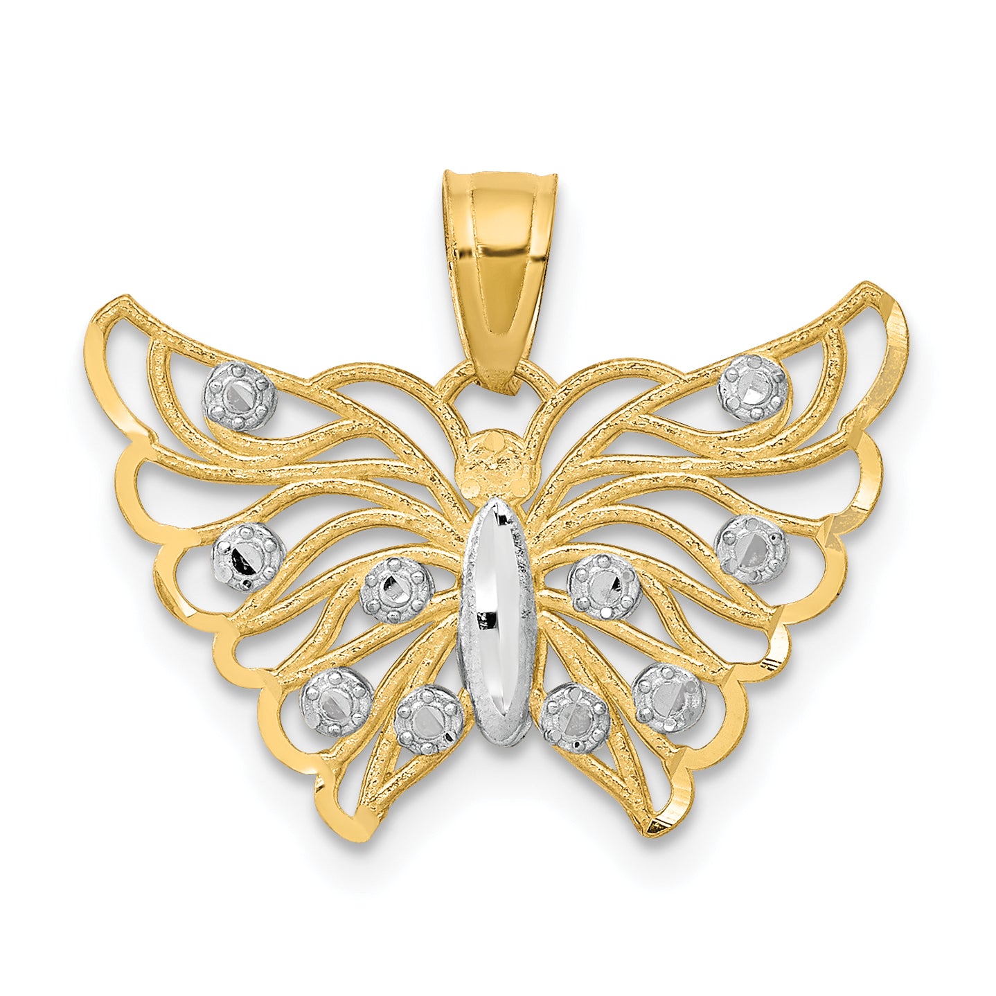 10K w/ Rhodium Butterfly Pendant