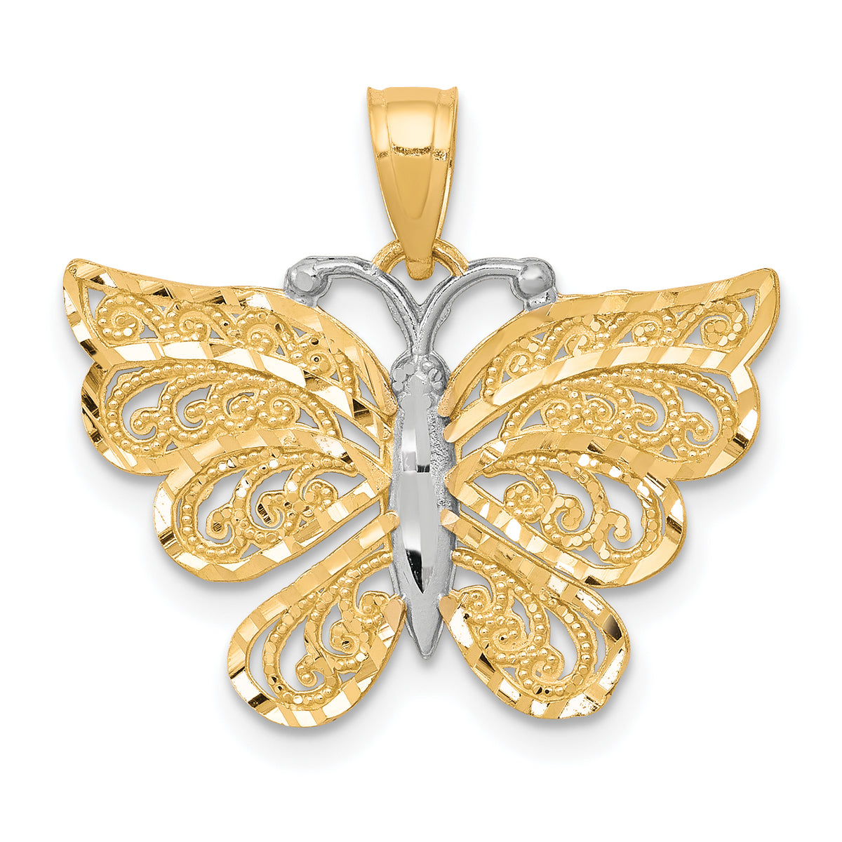 10K w/ Rhodium Butterfly Pendant