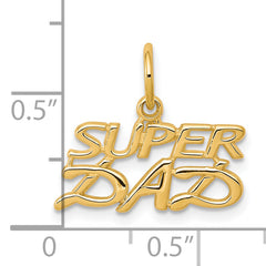 10K Gold Super Dad Polished Charm Solid, Gift-Ready Pendants