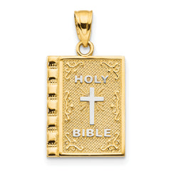 10K w/Rhodium Holy Bible Charm