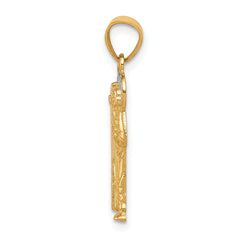 10K Gold Saint Jude Charm with Rhodium Accents, Polished Finish