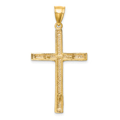 10K Gold Crucifix Pendant with Rhodium Accent and Polished Finish