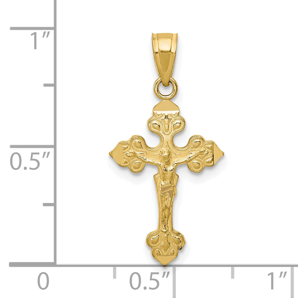 10K Gold Polished Crucifix Pendant with Solid Cast Design