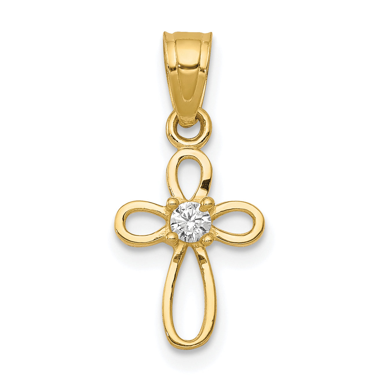 10k Small CZ Cross Pendant