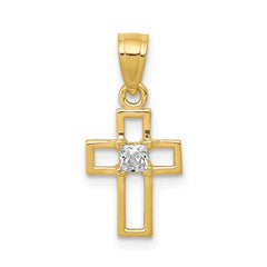 10k Small CZ Cross Pendant