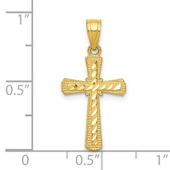 10K Yellow Gold Diamond-Cut Cross Pendant with Polished Finish