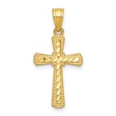 10k Diamond-Cut Cross Pendant