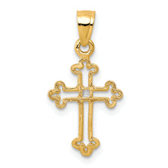 10K Gold Cross Pendant with CZ Stones  Polished & Elegant