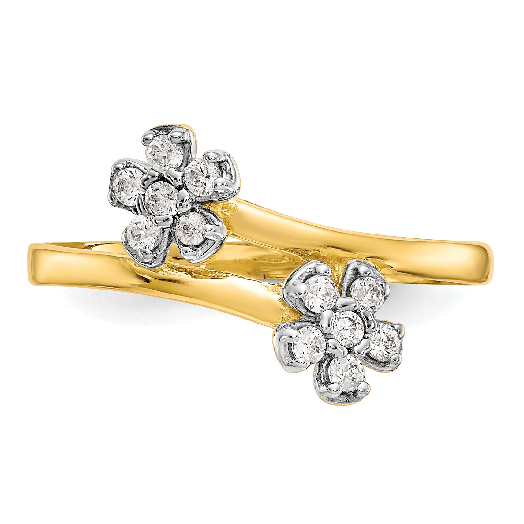 10k Double Flower CZ Ring